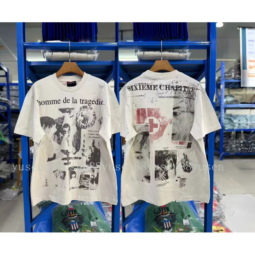 Chất Lượng Cao Real Shot Retro In Hình Chân Dung Áo Thun Tay Ngắn Rời Đau Khổ Rửa Thường Ngày Phù Hợp Với Cặp Đôi Áo