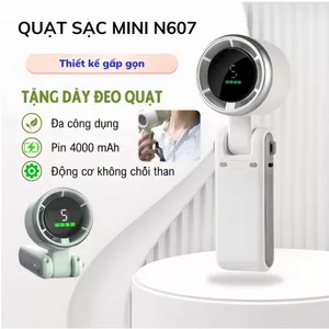 Quạt Cầm Tay Mini N607 Quạt Turbo Jet Quạt Mini Quạt phản lực cầm tay 5 cấp độ gió mạnh Pin 4000mah