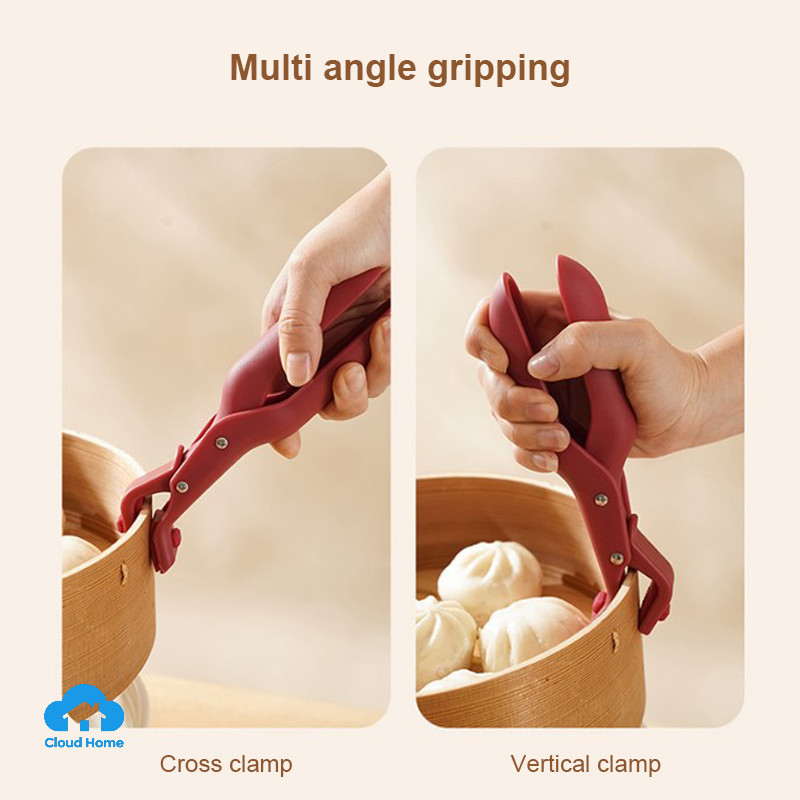Kẹp khay hấp nhà bếp bằng nhựa chống trượt, chống bỏng, kẹp bát đĩa gia dụng.