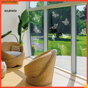 Linh hồn| Decal Cửa Sổ Dán Cửa Sổ 4 Gói Có Thể Tái Sử Dụng Chim Trắng Lá Bướm Dán Cửa Sổ Chống Va Chạm Dán Tĩnh Để Ngăn Chim Tấn Công Cửa Sổ Trang Trí Cho Phòng