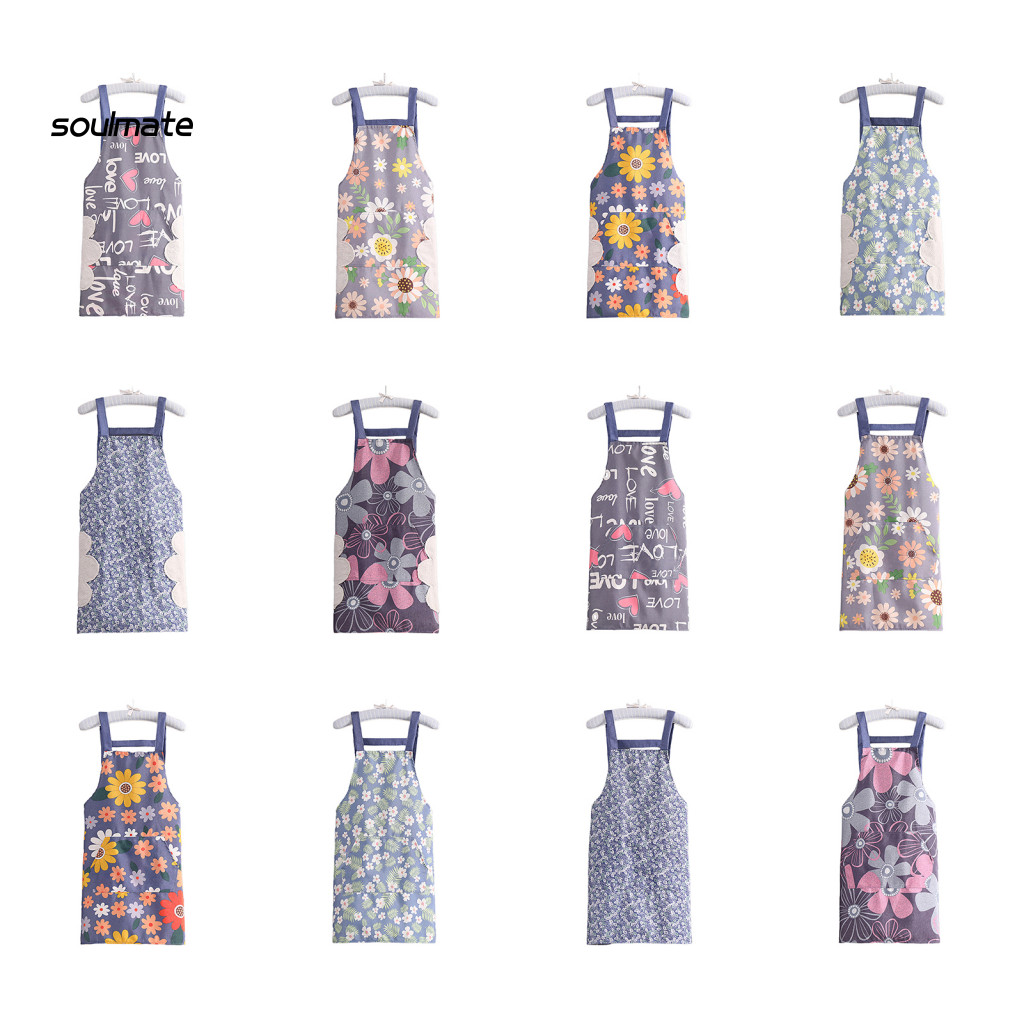 Linh hồn| Máy Có Thể Giặt Tạp Dề Slub Tạp Dề Cotton Bền Chống Trầy Xước Chống Nước Tạp Dề Nấu Ăn Cho Nam Nữ Slub Cotton Có Túi Nhà Bếp Hoàn Hảo Cho Đông Nam