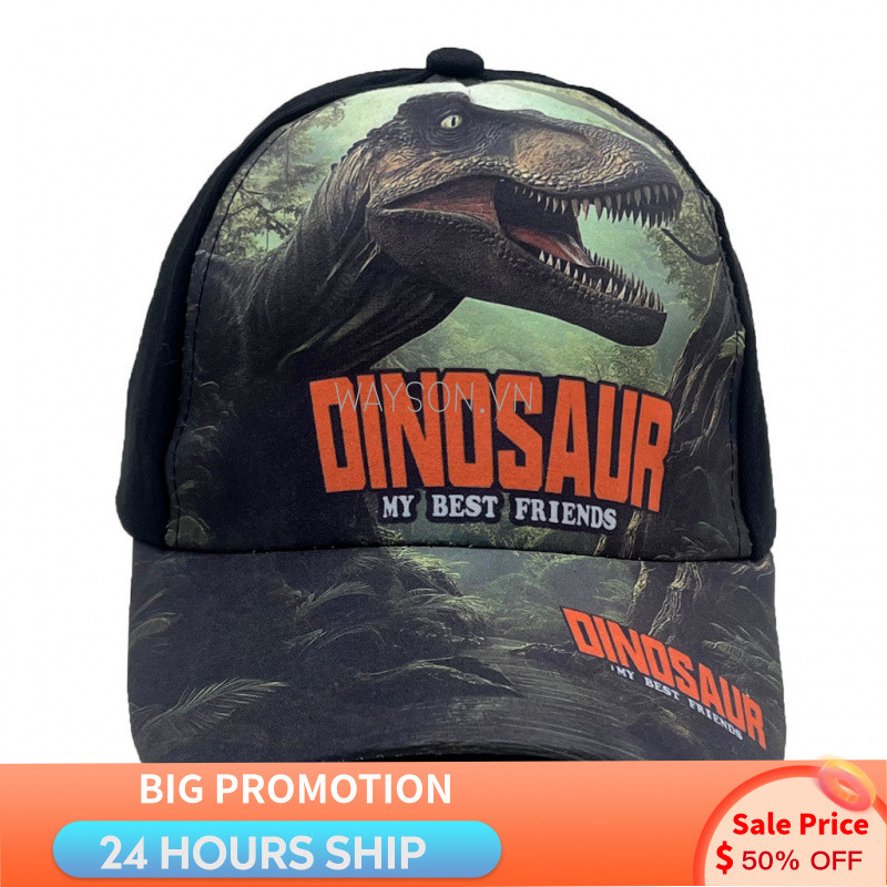 {SẴN SÀNG} Phong cách mới Xuân Hè Kỷ Jura Khủng Long In Hình Mũ Bóng Chày Trẻ Em Tyrannosaurus Rex Mũ Bé Trai Mũ Che Nắng Ngoài Trời