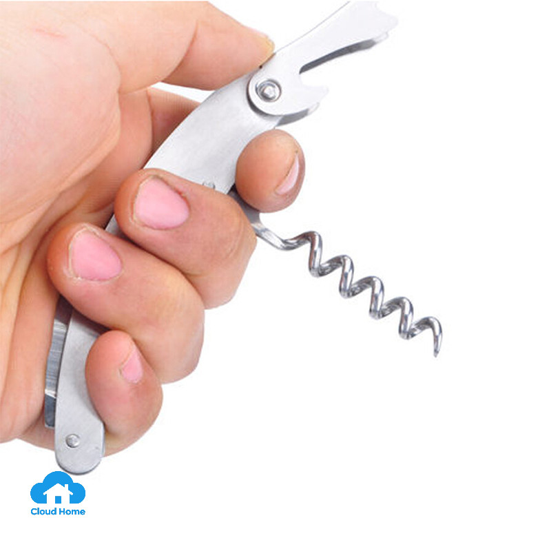 Dụng cụ mở nắp chai rượu và bia đa năng, có thể gập lại, làm bằng thép không gỉ 2cr13 với đầu hình nón xoắn ốc.
