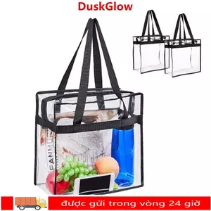 Túi đựng đồ ăn trưa DUSKGLOW, PVC có túi đeo vai có dây kéo, túi xách trong suốt dung tích lớn