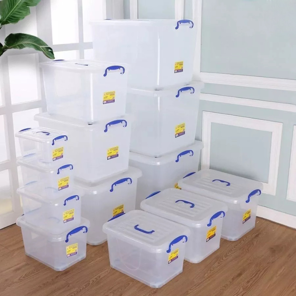 Thùng Nhựa Trong Suốt HomeMate 6.5L/10L/15L/20L – Hộp Nhựa Đựng Đồ Có Nắp Xếp Chồng Tiết Kiệm Diện Tích