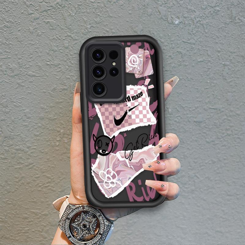 Ốp Lưng Cho Samsung S22 S23 S24 S25 S26 Ultra Hoạt Hình Silicone Bé Gái Mềm Vỏ Điện Thoại TPU Gấu Tình Yêu Xu Hướng Mắt Thiên Thần Chống Sốc Ốp Lưng