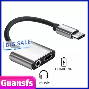 Guansfs Bộ chuyển đổi sạc âm thanh 2 trong 1 Type-C guansfs với cổng Type C Giắc cắm tai nghe 3,5 mm Bộ chuyển đổi USB-C tương thích Letv Giao diện điện thoại thông minh Xiaomi Huawei