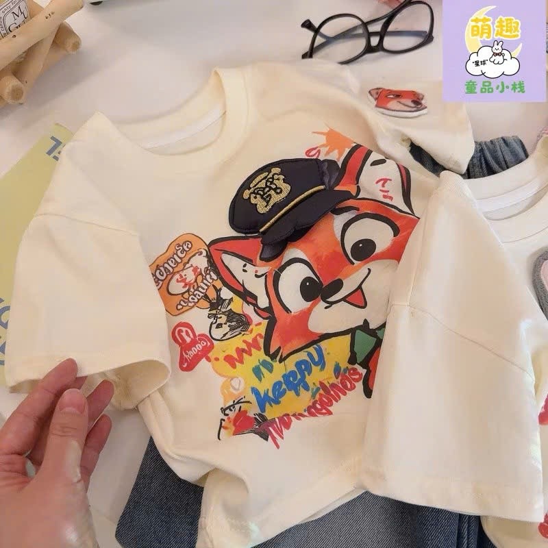 Aó Thun Bé Trai-Bé Gái HỌA TIẾT SÓC- THỎ QC76 K.Kid Áo Phông Chất Cotton Mát size 8-20 kg M99