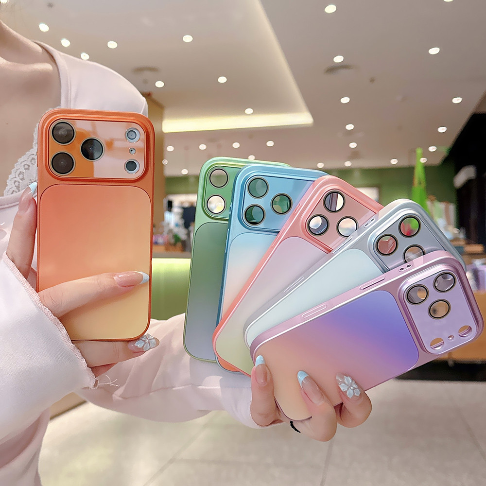 Ốp điện thoại Acrylic kim loại mạ Gradient cho iPhone 17 Pro Max 16 15 14 13 Vỏ bảo vệ chống sốc