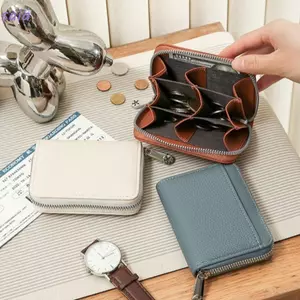 Ví đựng tiền xu SAIA, Ví mini có dây kéo, danh thiếp bằng da PU di động dành cho nữ