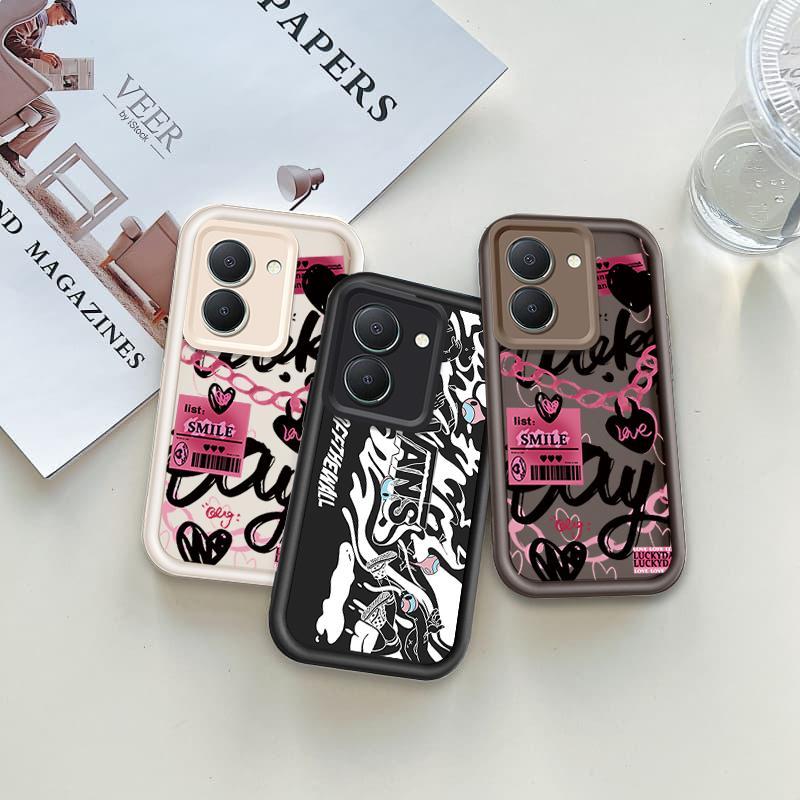 Ốp Lưng Cho VIVO Y03 Y03T Y18 Y18S 4G Y28S Vỏ Điện Thoại Mềm Silicon Hoạt Hình TPU Xu Hướng Nhãn Tình Yêu ins Angel Eye Ốp Lưng Chống Sốc