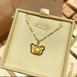 Ánh Sáng Sang Trọng Dễ Thương Rilakkuma Vòng Cổ Nữ Niche Thiết Kế Ánh Sáng Sang Trọng Đơn Giản Đa Năng Xương Đòn Dây Chuyền Thể Hiện Tính Khí