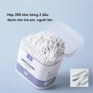 Hộp 200/400 Tăm Bông Ngoáy Tai Hai Đầu Tiện Lợi, Bông Tăm Cho Bé Sơ Sinh Thiết Kế Đa Chức Năng