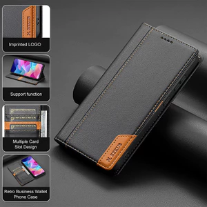Dành Cho Samsung Galaxy S26 Ultra S25 FE S24 S23 S22 A57 A37 Kinh Doanh Sang Trọng Da PU Flip Case Khe Cắm Thẻ Đứng Vỏ Từ Tính