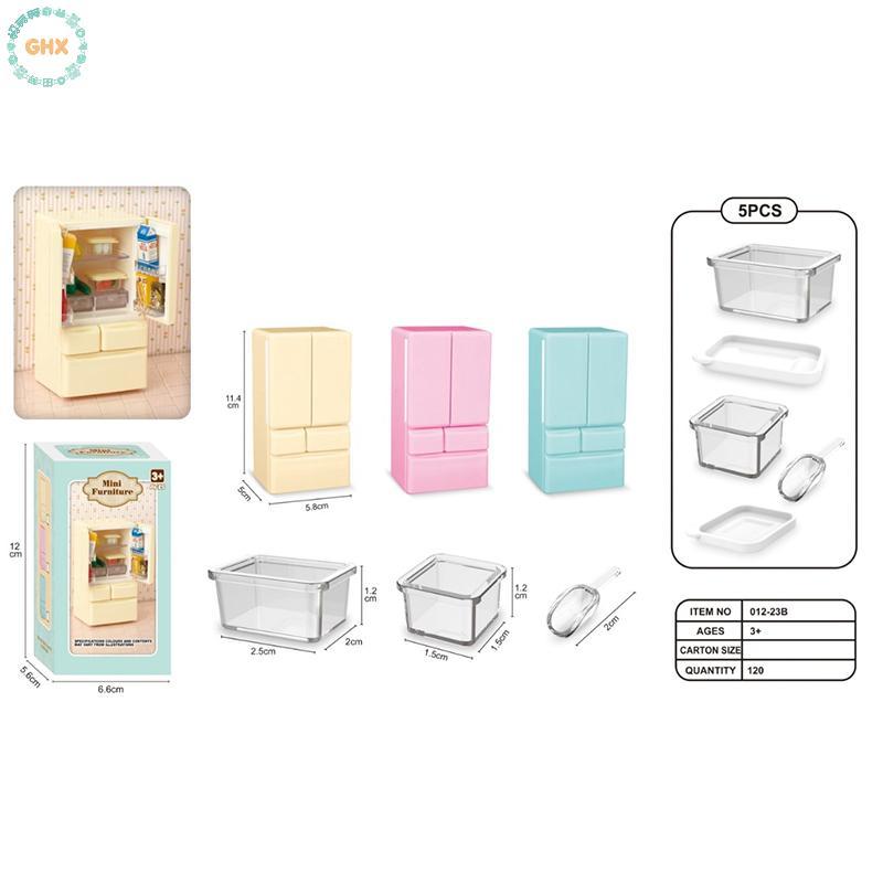 GHX Nhựa Thu Nhỏ Tủ Lạnh Mô Phỏng Mini Cửa Đôi Tủ Lạnh Mô Hình Thủ Công Nội Thất Nhà Búp Bê Phụ Kiện VN