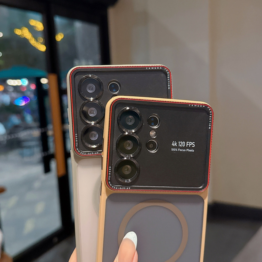 Ốp Điện Thoại Từ Tính Bán Trong Suốt Mờ Cho Samsung Galaxy S26 S25 S24 PC Siêu Cứng Chống Rơi Kim Loại Nút Bảo Vệ Vỏ Thời Trang