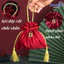 Combo 10 túi dây rút đựng kẹo đính ngọc trai, tua rua sáng tạo, 16x17cm, vải satin nhung, quà cưới