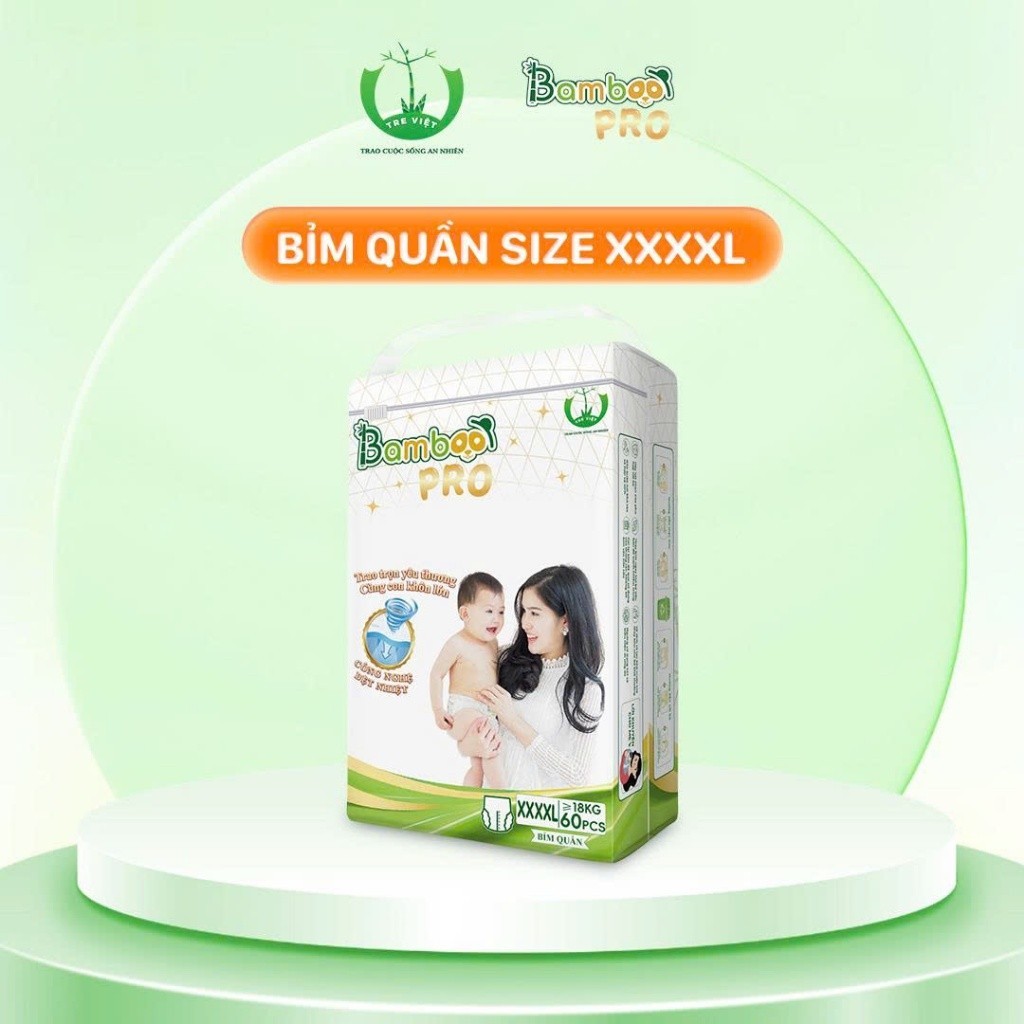 Bỉm BAMBOO PRO Dán/Quần Công Nghệ Nhật Bản Siêu Thấm, An Toàn Cho Da, Ôm Sát Thoải Mái Đủ Size