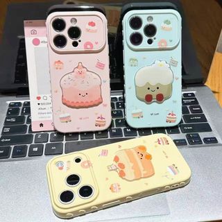 Hoạt Hình Dễ Thương 3D Bánh Trái Tim Tình Yêu Bên Ốp Lưng Điện Thoại iPhone 17Promax 11 12 13 14 15 16 Pro Max 15Plus Silicon Mềm Chống Sốc Nữ Điện Thoại Di Động