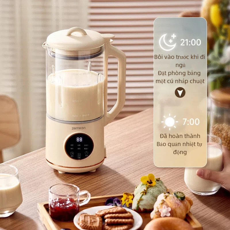 Máy làm sữa đậu nành 10 lưỡi dao,Máy nấu sữa đậu nành thông minh , hẹn 24h, chống dính, dễ vệ sinh