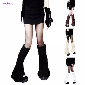 Woke Thường Ngày loe Chân Ấm Áp Nữ Gothic Bông Tai Kẹp Đan Chữ Cái Chân Có