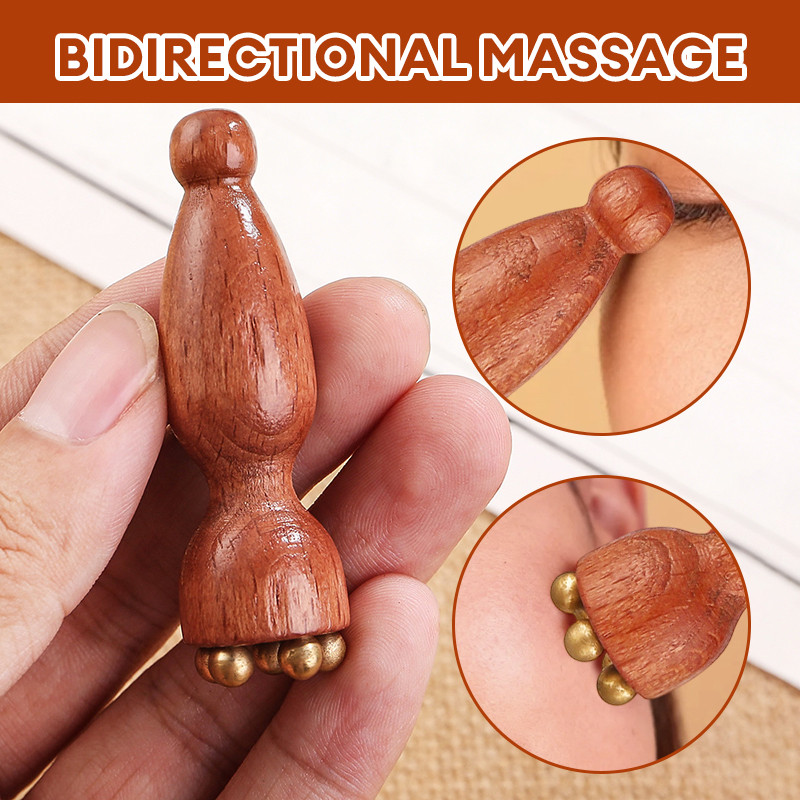 【Roshy】🍧Cây lăn massage mắt mini 5 bi đồng thân gỗ nhỏ gọn giảm sưng, thư giãn vùng mắt hiệu quả