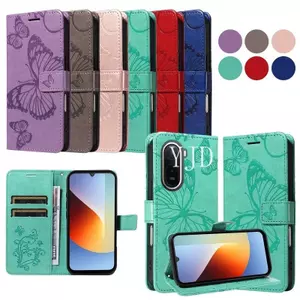 Ốp Lưng Cho Redmi A7 Pro Big Bướm Da Khe Cắm Thẻ Dây Đeo Tay Chống Rơi Vỏ Điện Thoại