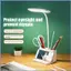Đèn bàn LED Đèn ngủ có thể sạc lại có bút sắp xếp và giá đỡ điện thoại Đèn bàn cho phòng gia đình và mueadsyvn