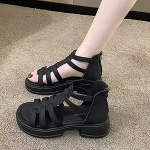 Dép La Mã VN, Chất Liệu Da Mềm, Dép Nữ Influencer, Dép Đế Bằng Mùa Hè Phong Cách Mới, Thiết Kế Rỗng Có Thể Phù Hợp Với Váy Ngoài Trời, Giày La Mã, Phong Cách Nữ.