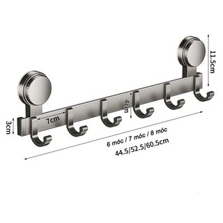 Chân Không Hút Móc Giá Thép Không Gỉ Nhiều Móc Không Khoan Có Thể Tái Sử Dụng Hạng Nặng Phòng Tắm Nhà Bếp