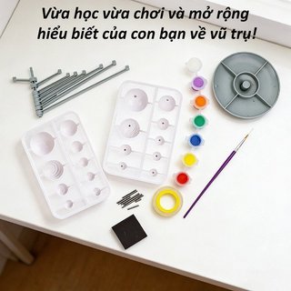 Mô hình hệ mặt trời Mô hình 3D lắp ráp khoa học Đồ chơi xoay quỹ đạo màu Học tập trẻ em ABS