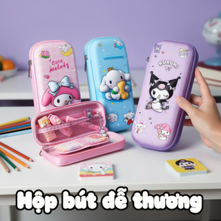 Hộp đựng bút chì dễ thương 3D Kuromi Melody Cinnamoroll Chống nước Chống bụi Trường học Lưu trữ văn phòng