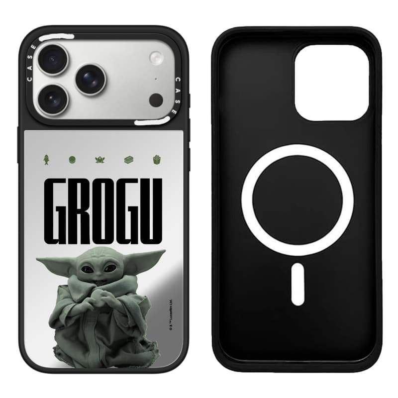 CASECASE X The MandalorianTM Và Grogu - Grogu Black & Sliver Mirror Vỏ IPhone Hút Từ Tính Cho IPhone 17 Air 16 15 14 13 12 Pro Max Plus Ốp Lưng Cứng Có Hộp Khắc Logo