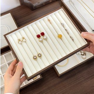 Quả óc chó Gỗ Trang Sức Khay Nhung Lót Vòng Bông Tai Vòng Cổ Bảo Quản Tổ Chức Ngăn Kéo Hộp Retro