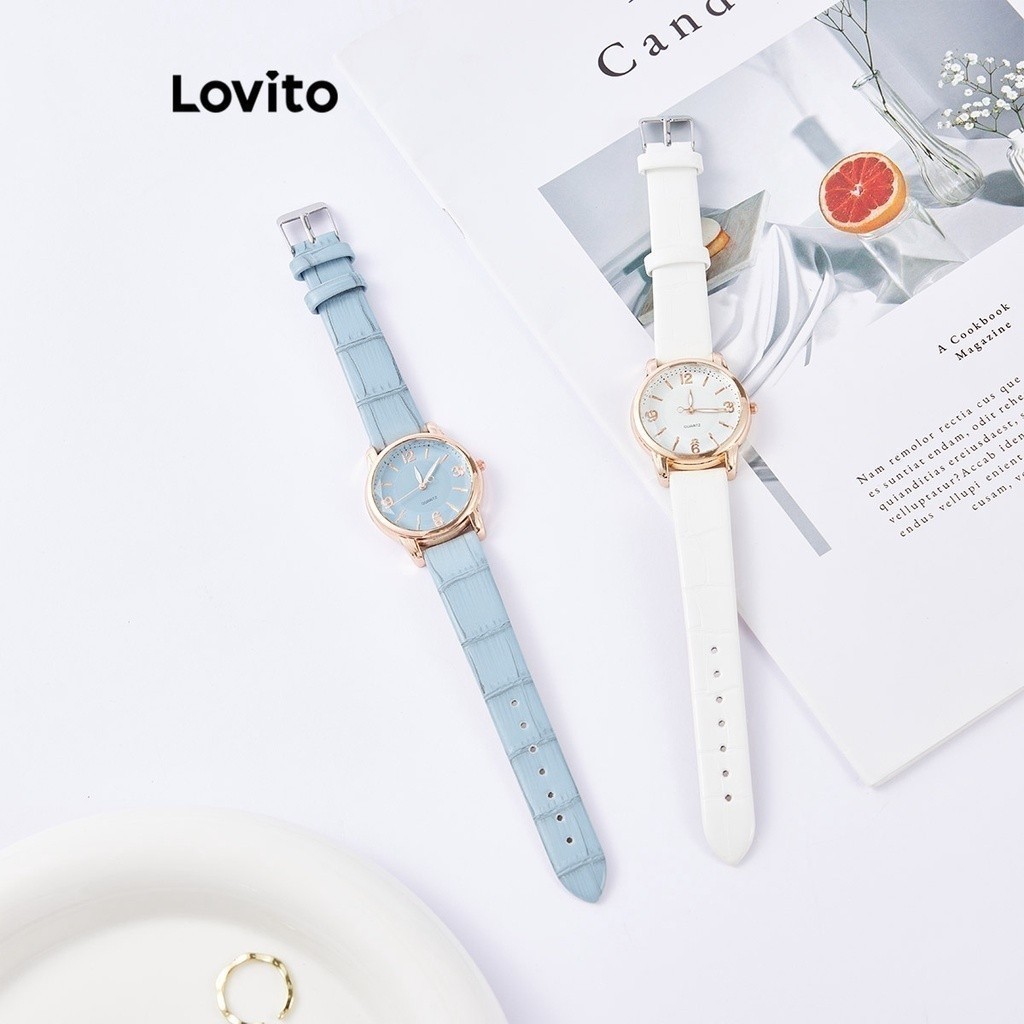 Đồng hồ Lovito thạch anh kim loại màu trơn thường ngày cho nữ L63AD287 (màu trắng/xanh dương ngọc) - 1