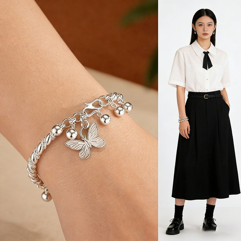 Vòng Tay Bướm Chuông độc đáo, Trang Sức Nữ Hot Trend Phong Cách Tối Giản, Dễ Phối Mọi Trang Phục