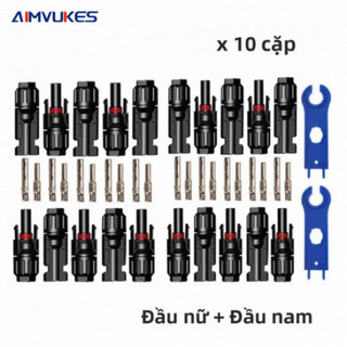 Bộ 10 Cặp Đầu Nối Tấm Pin Năng Lượng Mặt Trời Có Cờ Lê Nam & Nữ IP67 1000VDC Cho Hệ Thống Năng Lượng Mặt Trời AIMVUKES