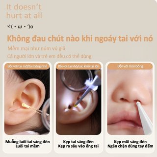 Bé LED Ear Picks Silicone Mềm Đầu Sạc Tai Trẻ Sơ Sinh Người Lớn An Toàn Vệ Sinh
