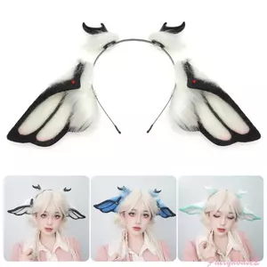 FF Uốn Cong Quỷ Sừng Băng Đô Quấn Tóc Thực Tế Giả Lông Thú Giả Hình Thú Tai Trang Phục Mũ Phụ Kiện Dự Tiệc Cho Adu