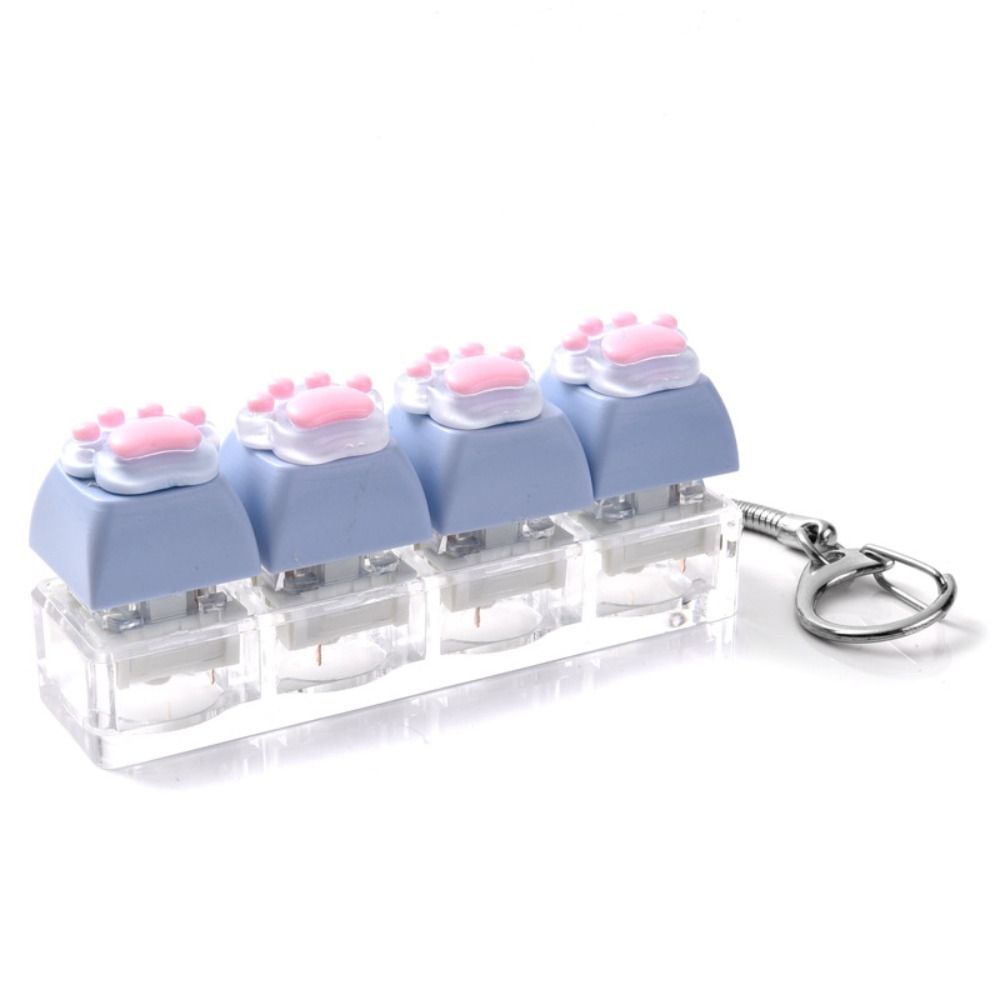 Đồ chơi Fidget bàn phím mèo AWNGD, Móc khóa Fidget giảm lo âu 4 phím, Nút nhấp chuột thư giãn đầy màu sắc Fidget giảm căng thẳng cho người lớn