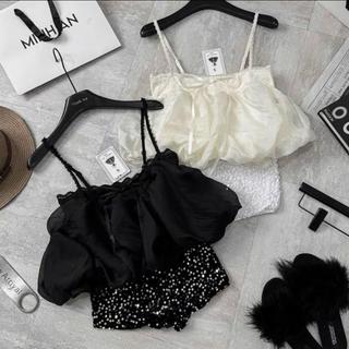 [DEAL Mùa Hè] Áo Nữ 2 Dây Viền Ren Bồng Bềnh Phối Dây Thắt Nơ Diện Hè Đi Biển Đi Chơi Ld_Store Fashion