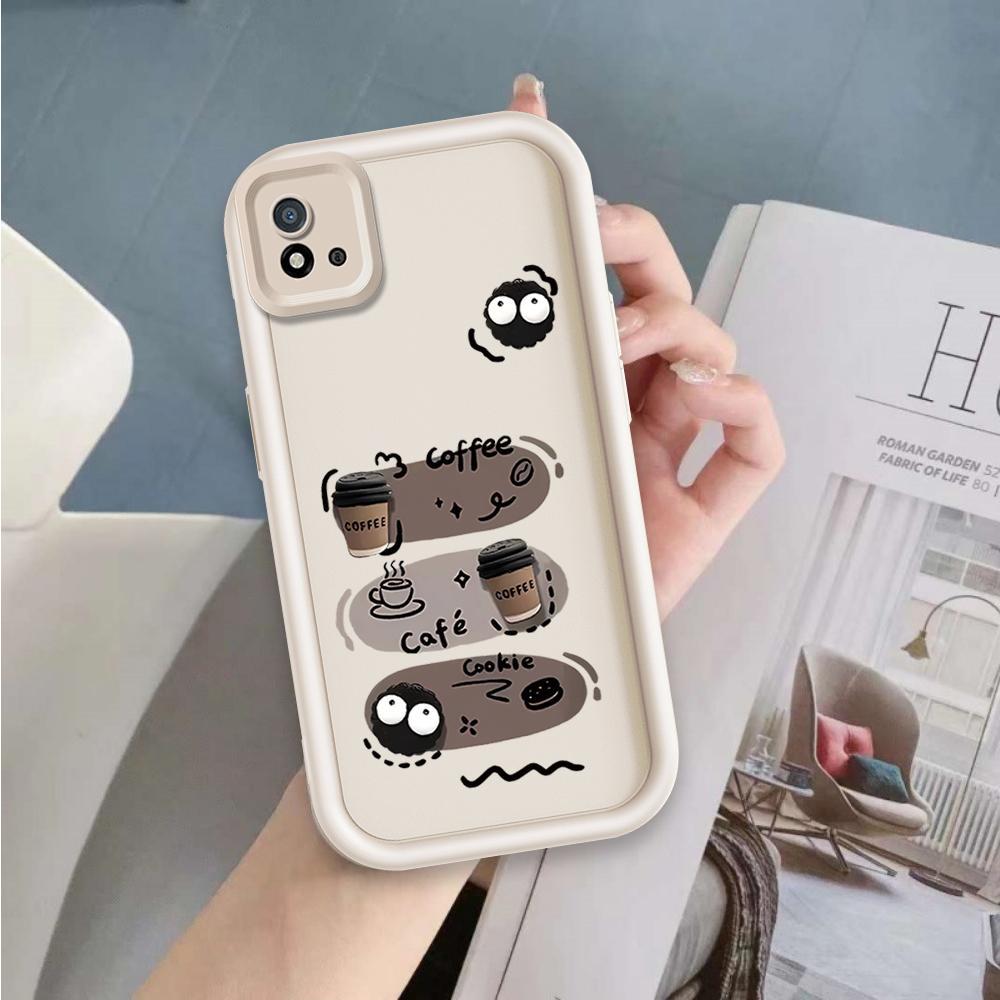 Vỏ Cho Realme C20 C20A C11 2021 Hoạt Hình Silicon Phụ Kiện Vỏ Điện Thoại Mềm TPU Đen Bóng Than Thiên Thần Mắt Chống Sốc Mặt Sau
