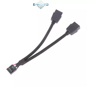 E-WOITD 1Pcputer Bo Mạch Chủ Cáp Nối Dài USB 9 Pin 1 Nữ Đến 2 Nam Y Bộ Chia Âm Thanh HD Cáp Nối Dài Cho PC DIY 15cm E-WOITD