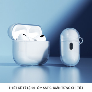 Ốp AirPods 4 Trong Suốt POPKON Chống Sốc Kèm Móc Khóa