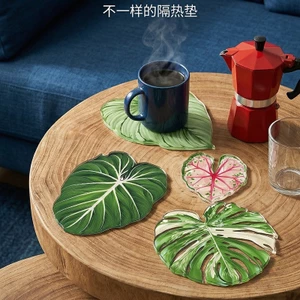 Ins Thực Vật Nhiệt Đới Acrylic Coaster Thực Tế Ngoại Hình Song Song Cách Nhiệt Chống bỏng Dễ Dàng Vệ Sinh Acrylic Coaster