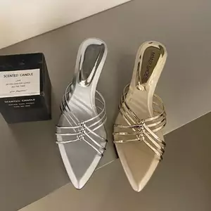 TT Nêm Gót Nhọn Mỏng Dây Đeo Dệt Flip-Flops Mùa Hè 2026 Dép Mới Dép