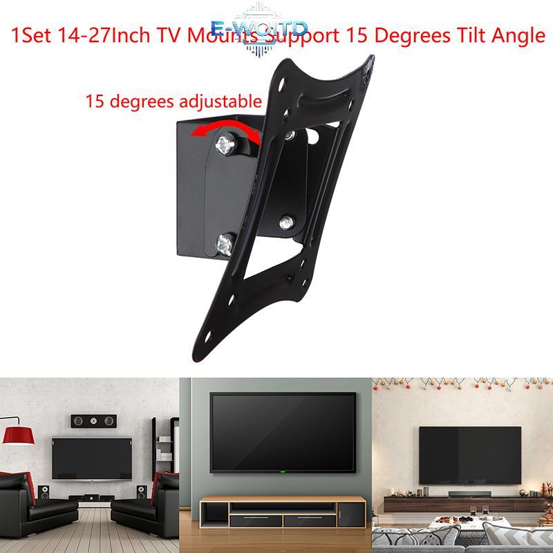 E-WOITD 1 Bộ Giá đỡ TV 14-27Inch Màn hình LED LCD Giá treo tường Braet Bảng điều khiển phẳng cố định Khung TV Hỗ trợ góc nghiêng 15 độ w / Vít E-WOITD