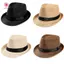 MJnmc Unisex Mũ Nam Nữ Fedora Trilby Rộng Vành Rơm Mũ Đi Biển Mặt Trời Quý Ông Adlut Mới