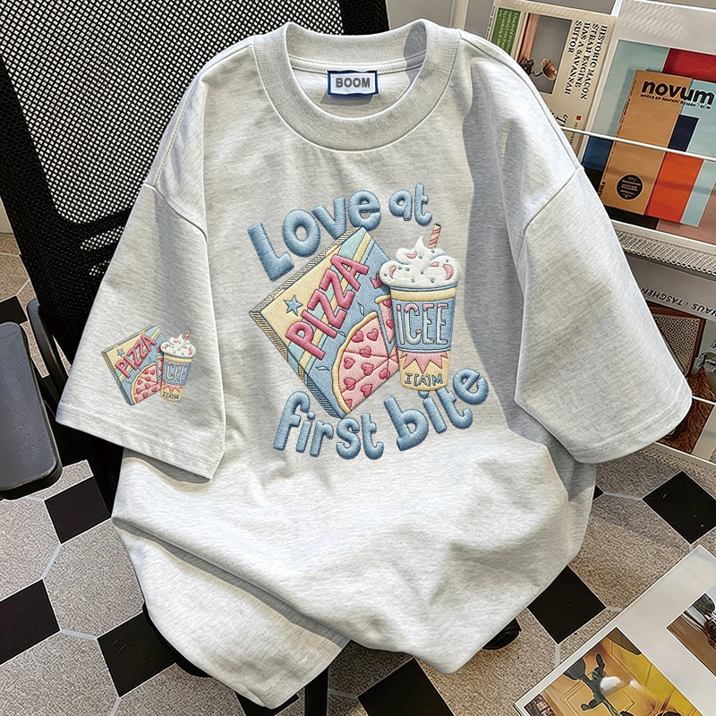 BOOM Áo thun nữ kiểu hàn quốc form rộng tay lỡ cổ tròn cotton Mát-Hè hot trend in cách dễ thương Áo phông form vừaV12
