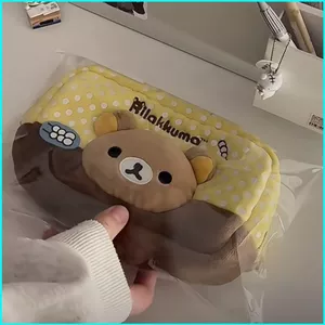 HK1 Hoạt Hình Dễ Thương Rilakkuma Hộp Đựng Bút Chì Trường Quà Tặng Cho Bé Gái Dung Tích Lớn Văn Phòng Phẩm Hộp Bảo Quản KH1